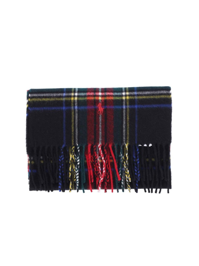 Polo Ralph Lauren Tartan Plaid Wool Scarf With Fringed Edges