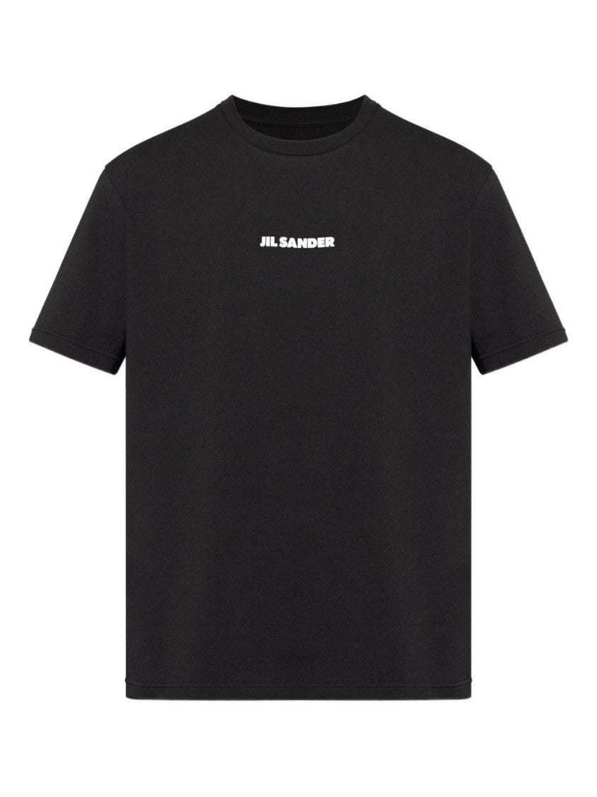 Jil Sander Black Cotton T-Shirt With Logo Detail