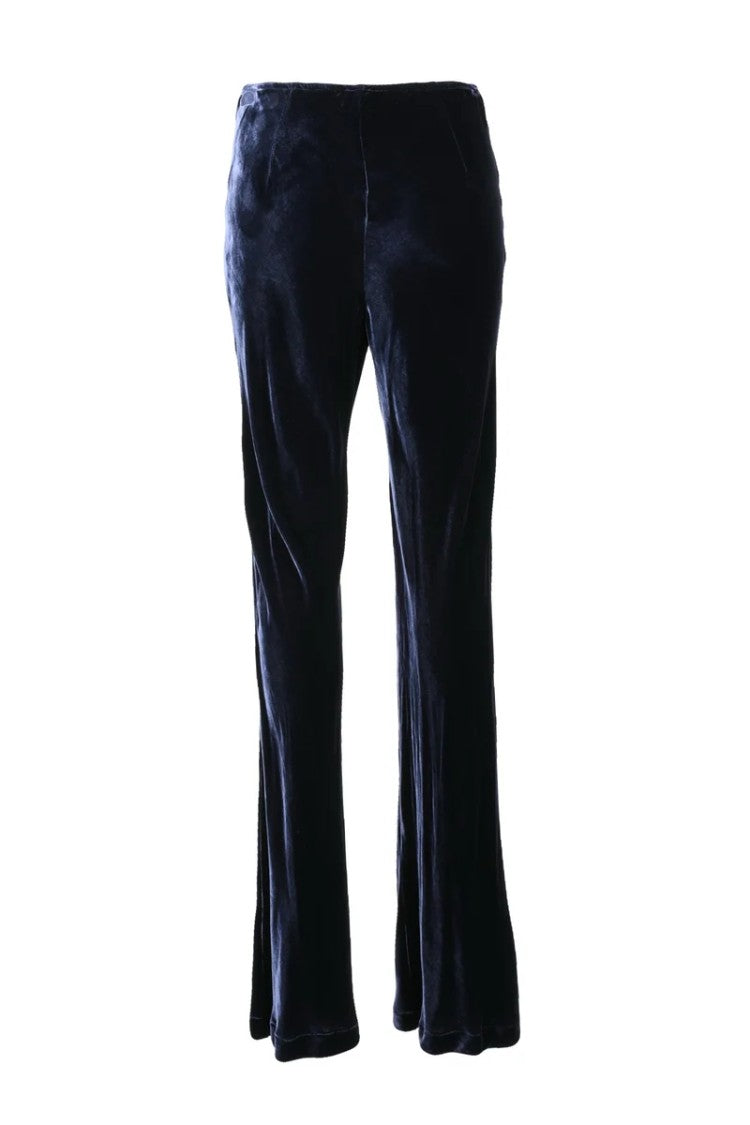 Pink Memories Flared Jazz Trousers With Velvet Texture