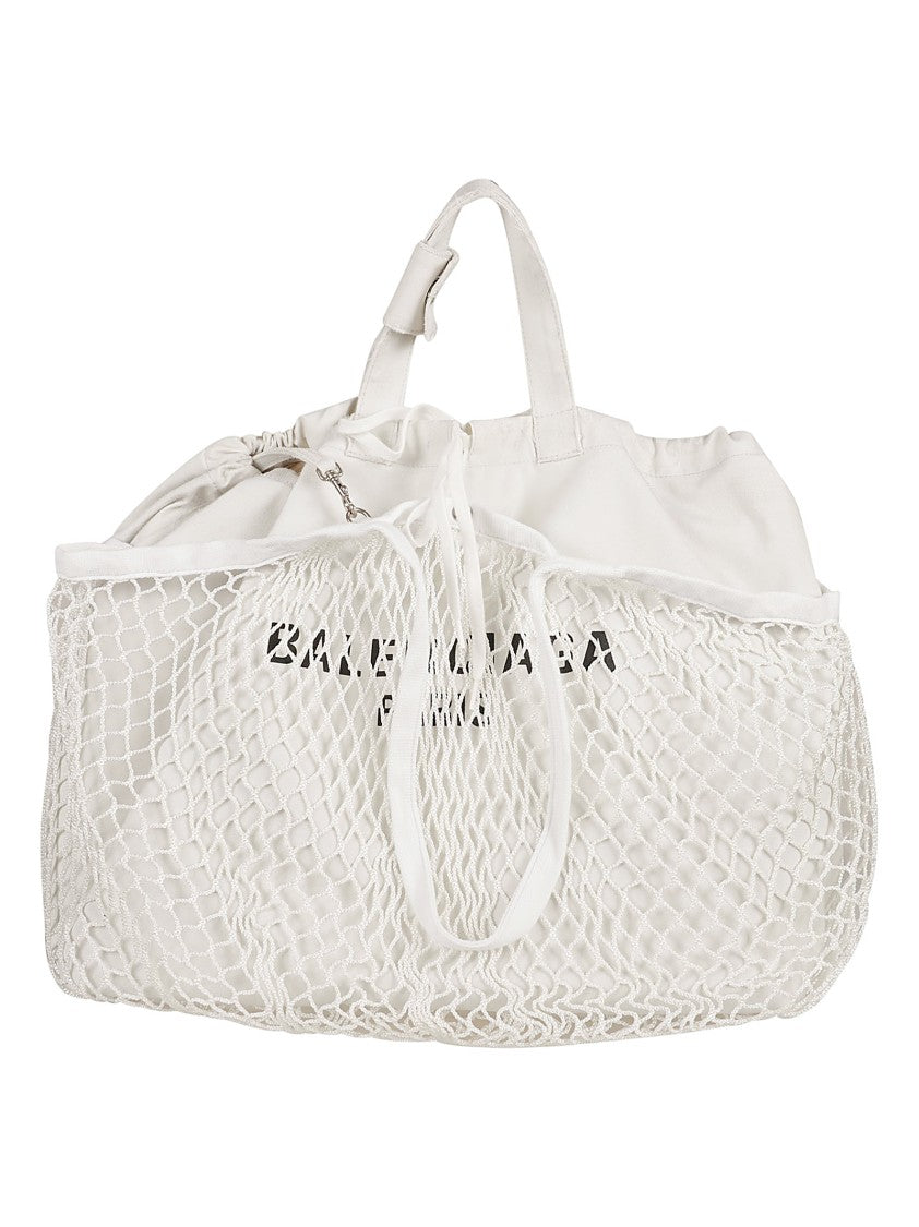 Balenciaga Soft Fabric And Mesh Drawstring Bag
