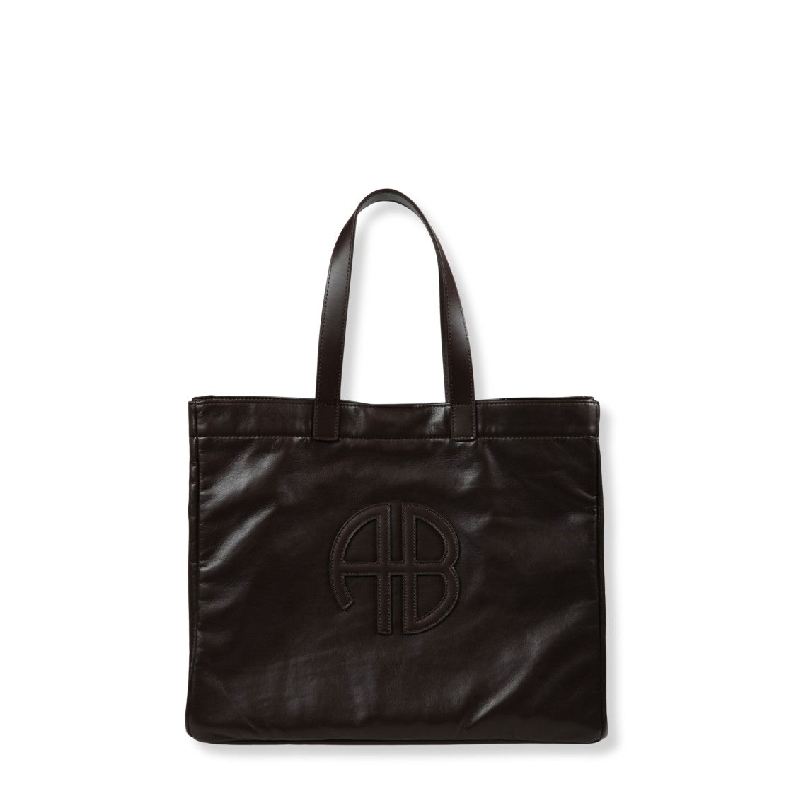 Anine Bing Spacious Dark Brown Recycled Leather Tote Bag