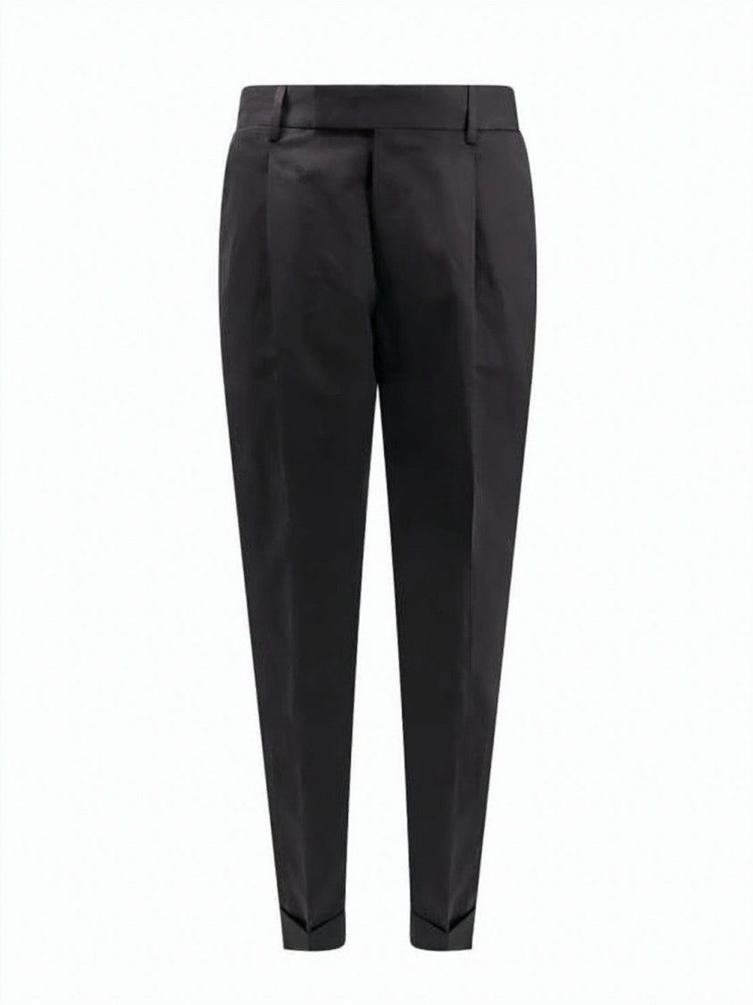 Pt Torino Tailored Suit Pants With Sharp Pleats And Feather Charm