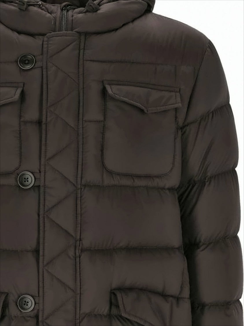 Herno Quilted Brown Padded Jacket With Hood