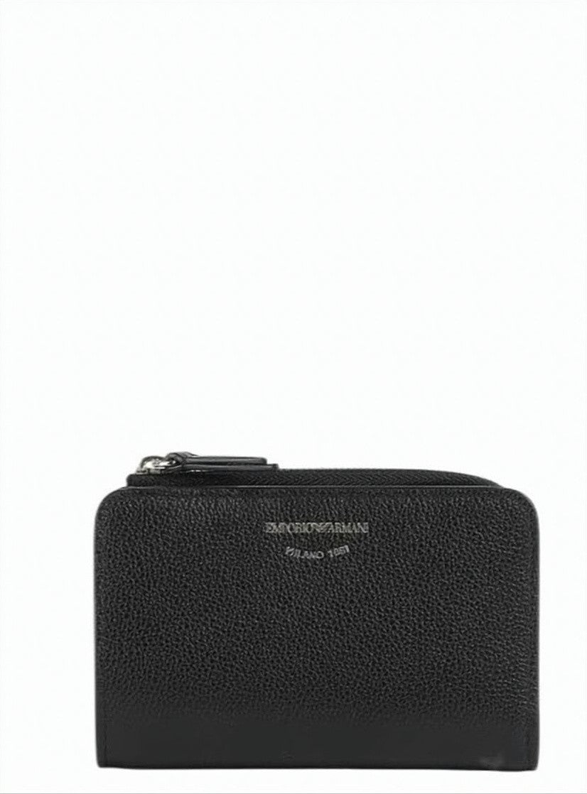 Emporio Armani Grained Leather Bill Compartment Zippered Wallet