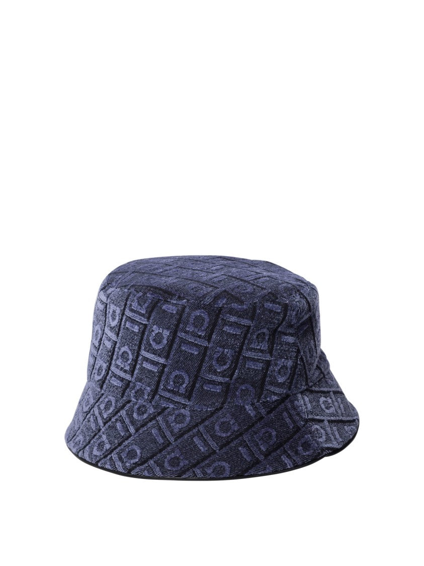 Ferragamo Textured Blue Bucket Hat