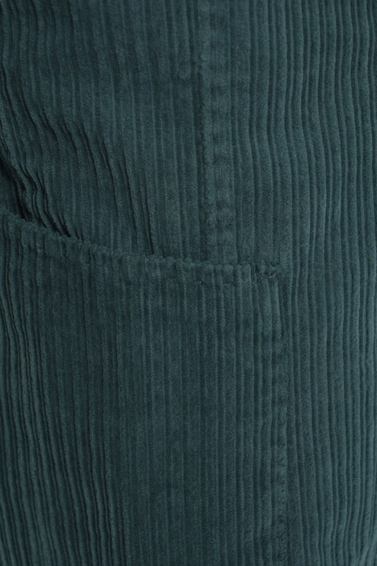 Bharnaba Textured Green Corduroy Blazer With Notch Lapel And Tailored Fit