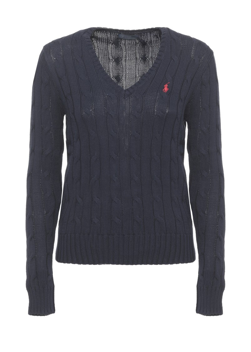 Polo Ralph Lauren Blue Pony Braided Cotton Sweater