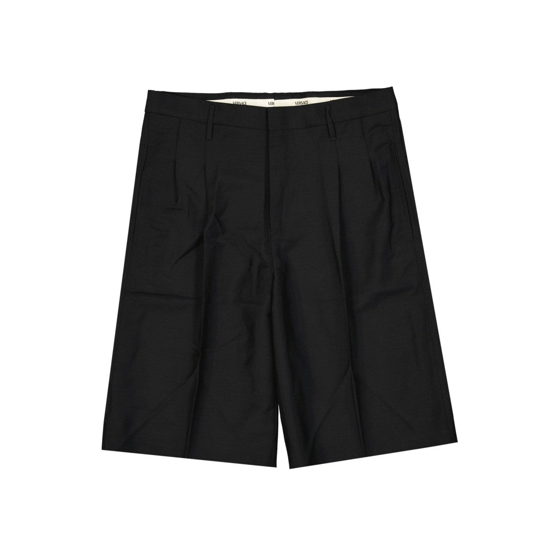 Versace Tailored Black Wool Shorts With Mohair Blend