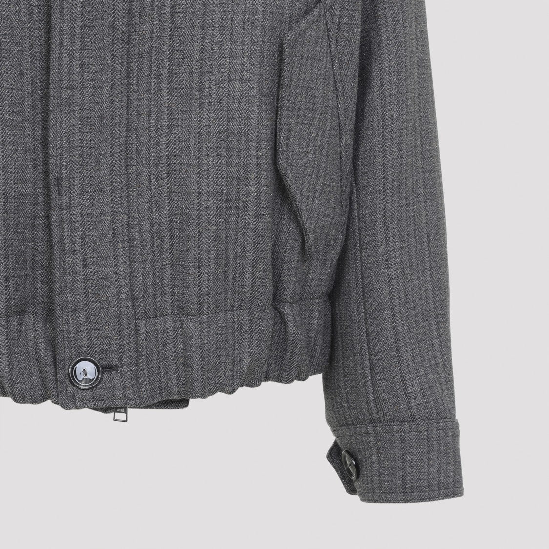 Ami Herringbone Grey Wool Blend Harrington Jacket
