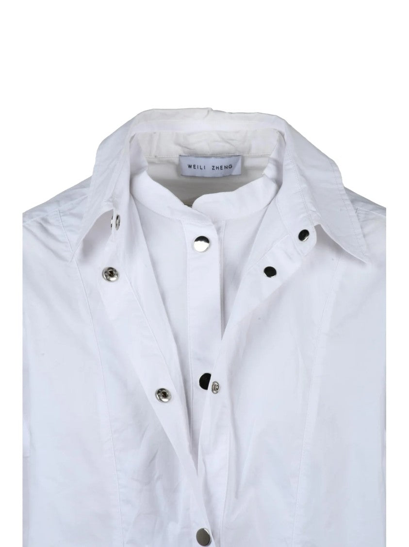Weili Zheng White Snap Button Relaxed Fit Cotton Shirt