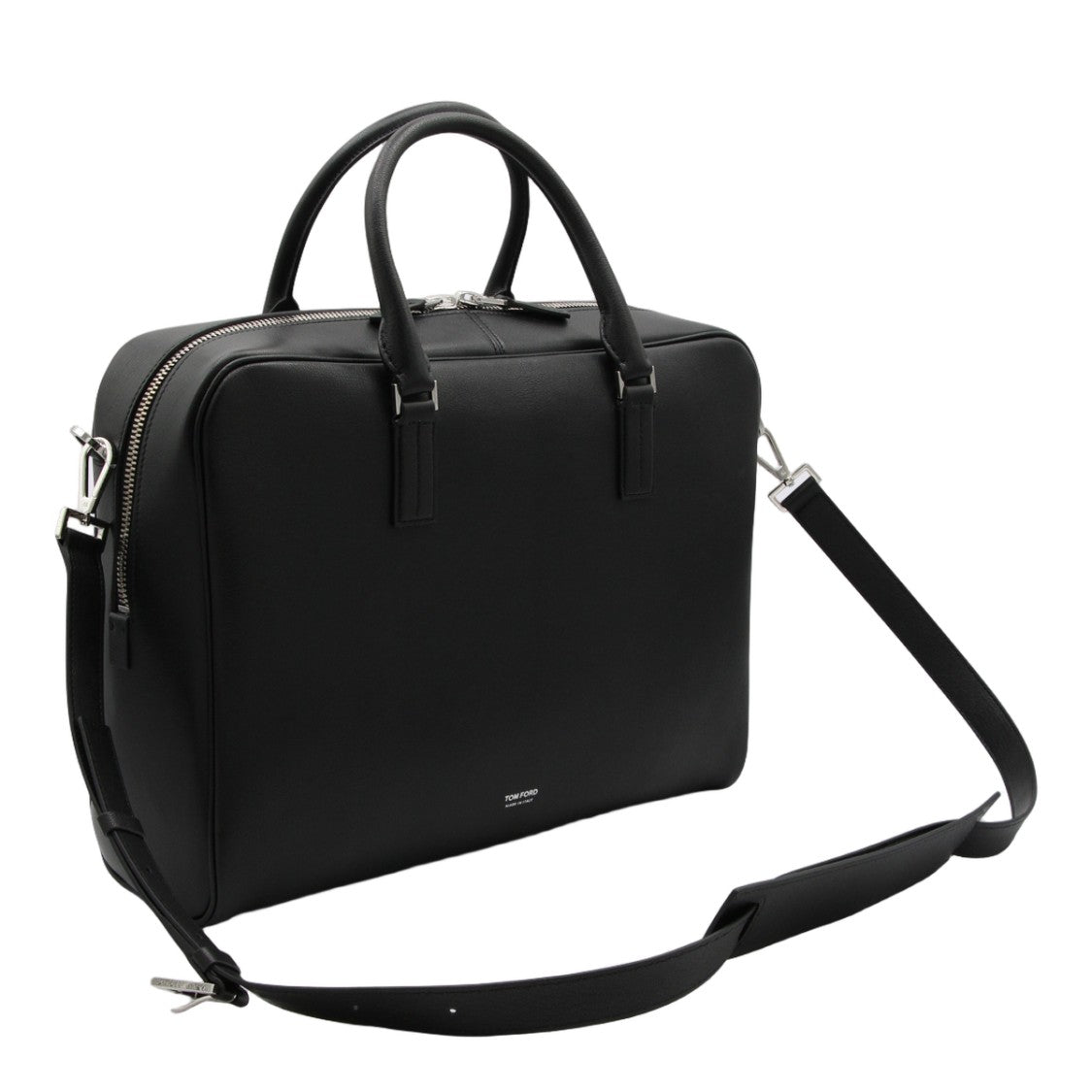 Tom Ford Structured Black Bag With Silver-Tone Features