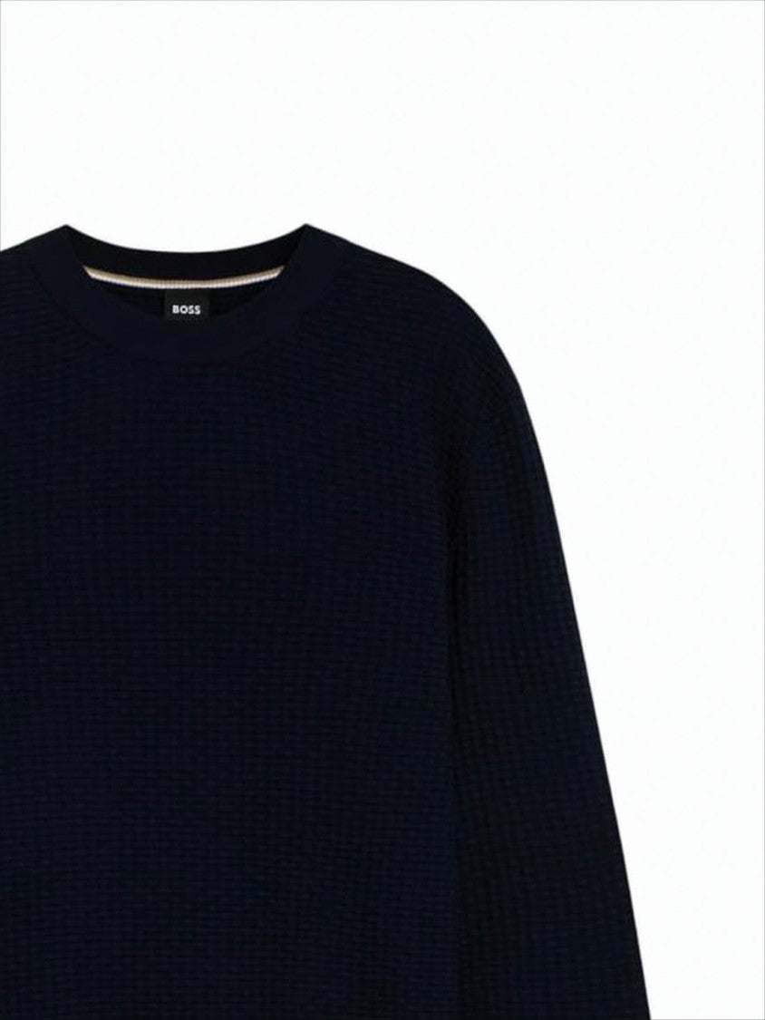 Hugo Boss Textured Knit Crew Neck Sweater
