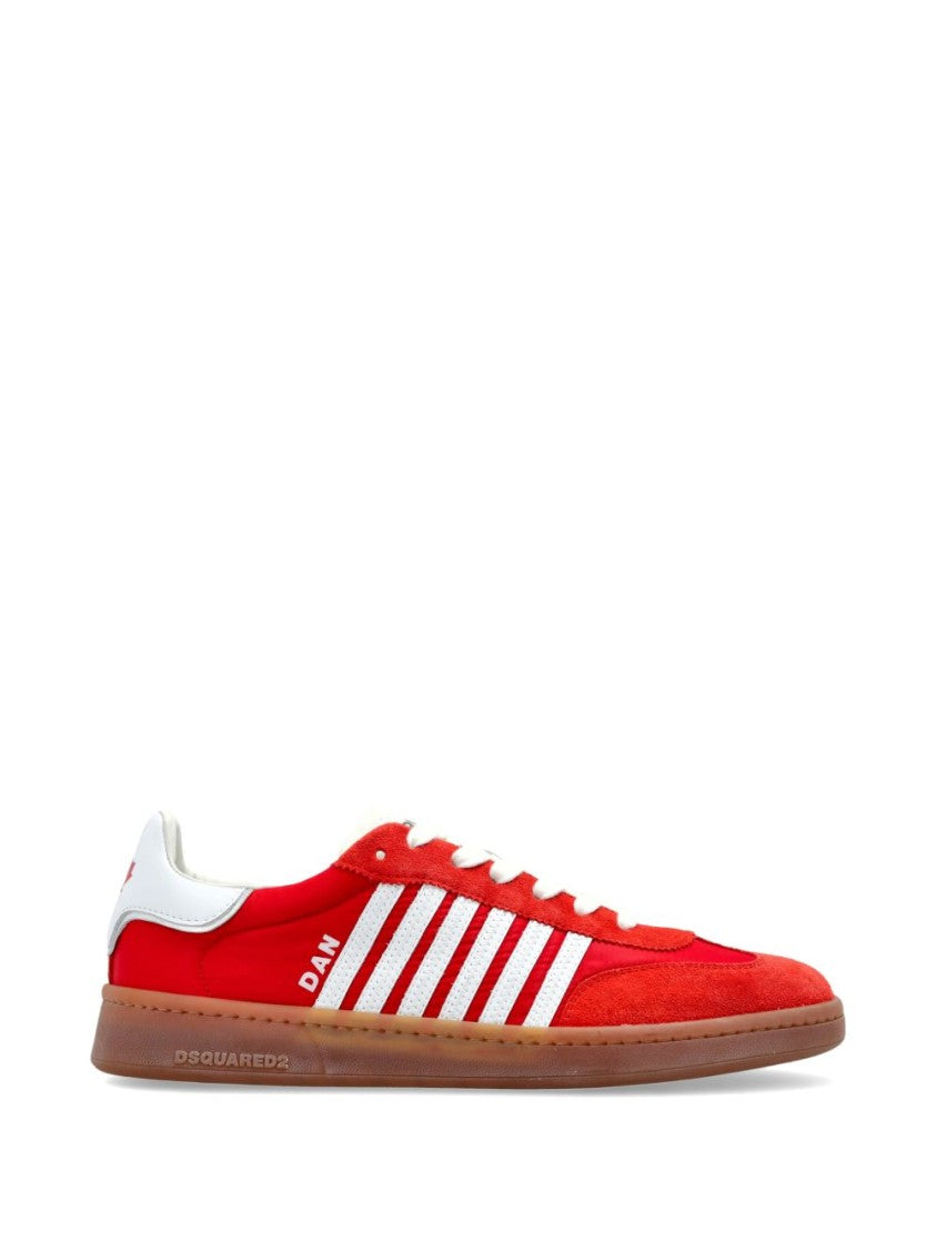 Dsquared2 Red Leather Striped Detail Lace Sneakers