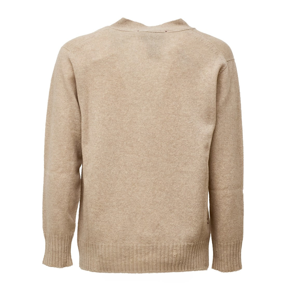 Amaranto Oversized Distressed Knitwear Cardigan With V-Neckline