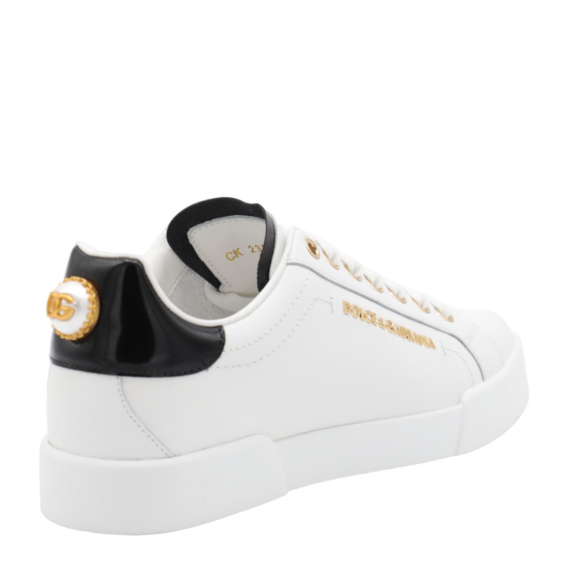 Dolce & Gabbana White Leather Sneakers With Black Heel Tab