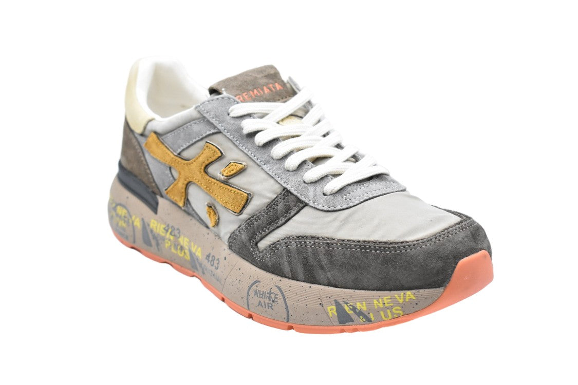 Premiata Low-Top Sneakers With Mustard Logo And Sole