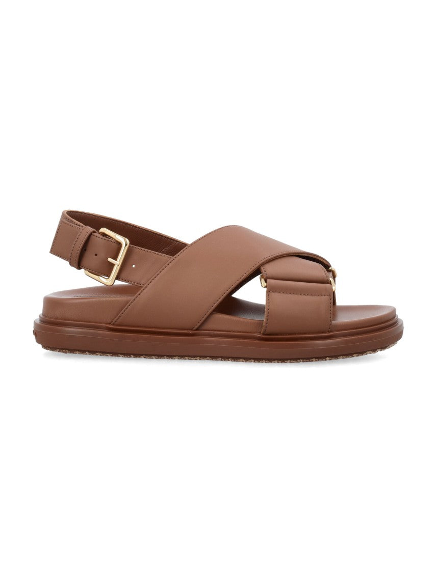 Marni Cross-Strap Leather Sandals