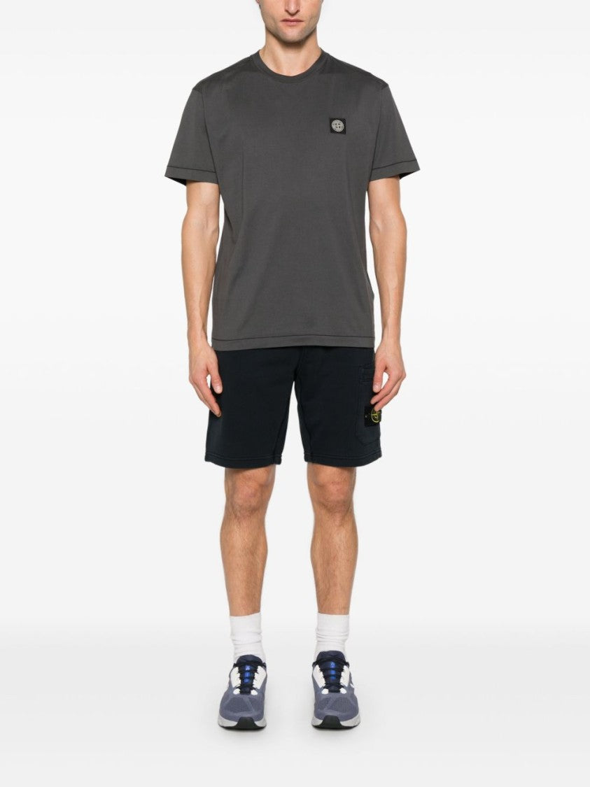 Stone Island Relaxed Fit Cotton Shorts With Signature Patch Detail