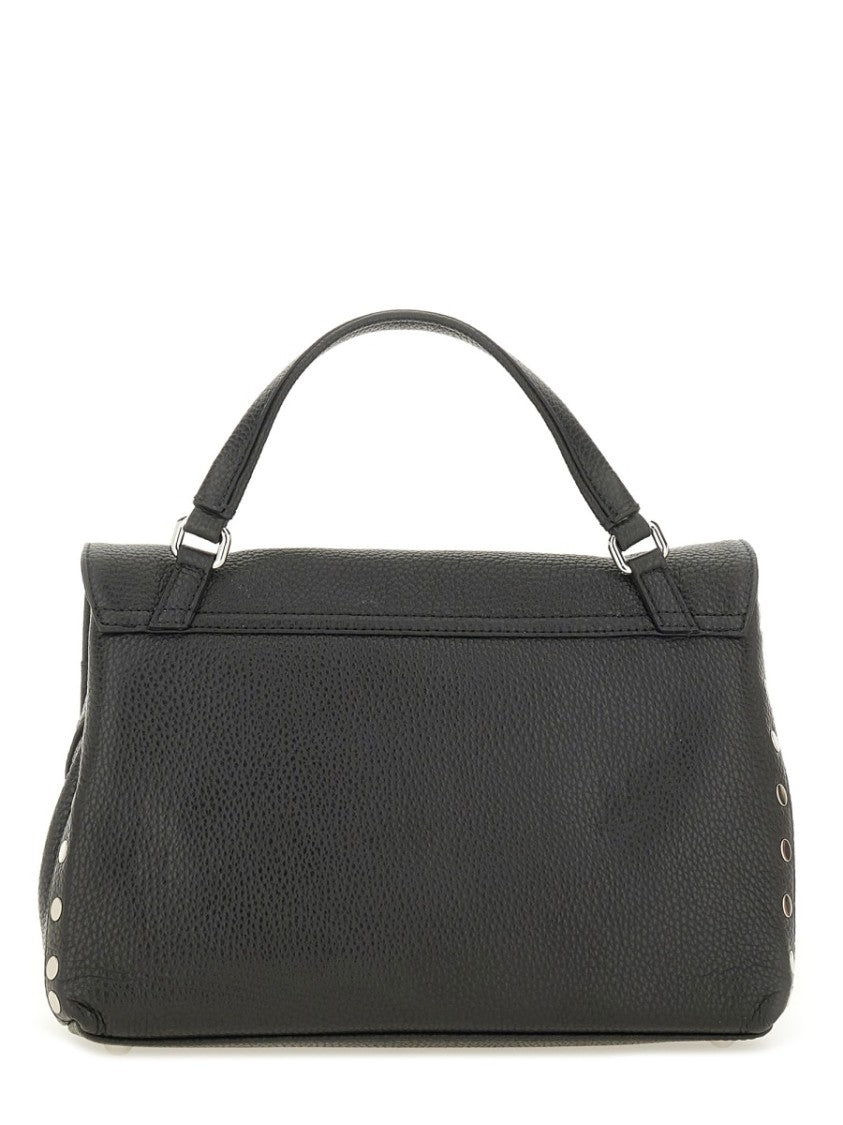 Zanellato Structured Black Leather Handbag With Turn-Lock Closure
