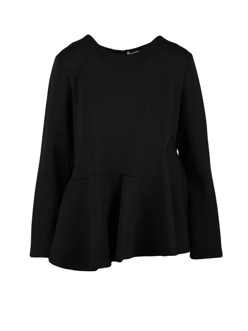 Meimeij Black Polyester-Blend Zip Blouse