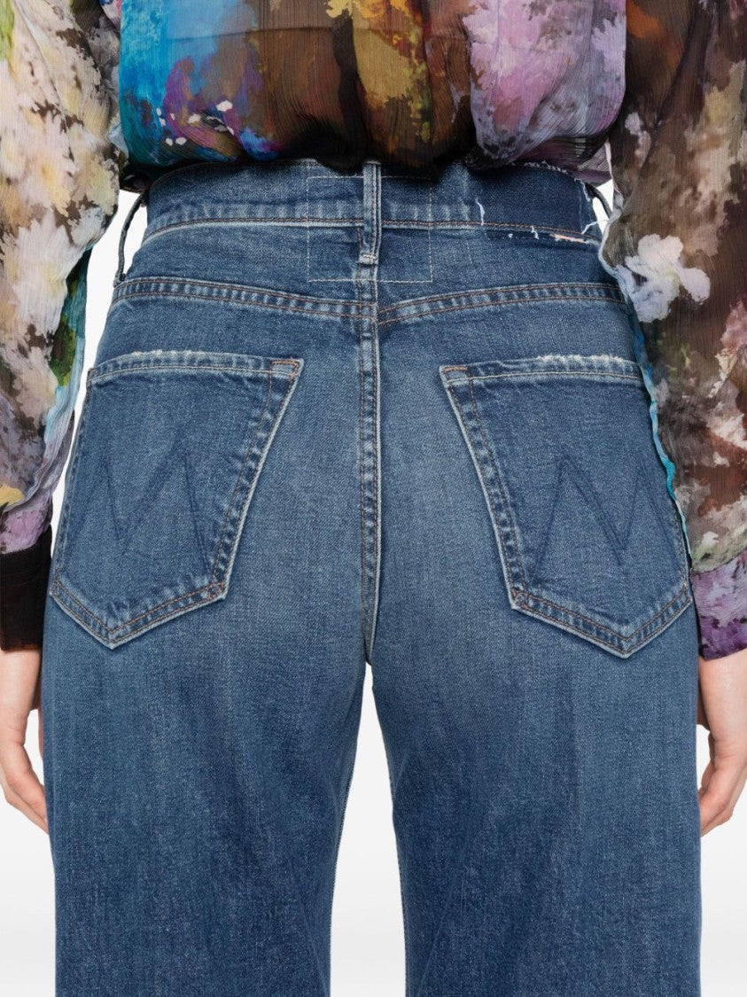 Mother Mid-Rise Straight-Leg Jeans With Distinctive Stitched Detailing