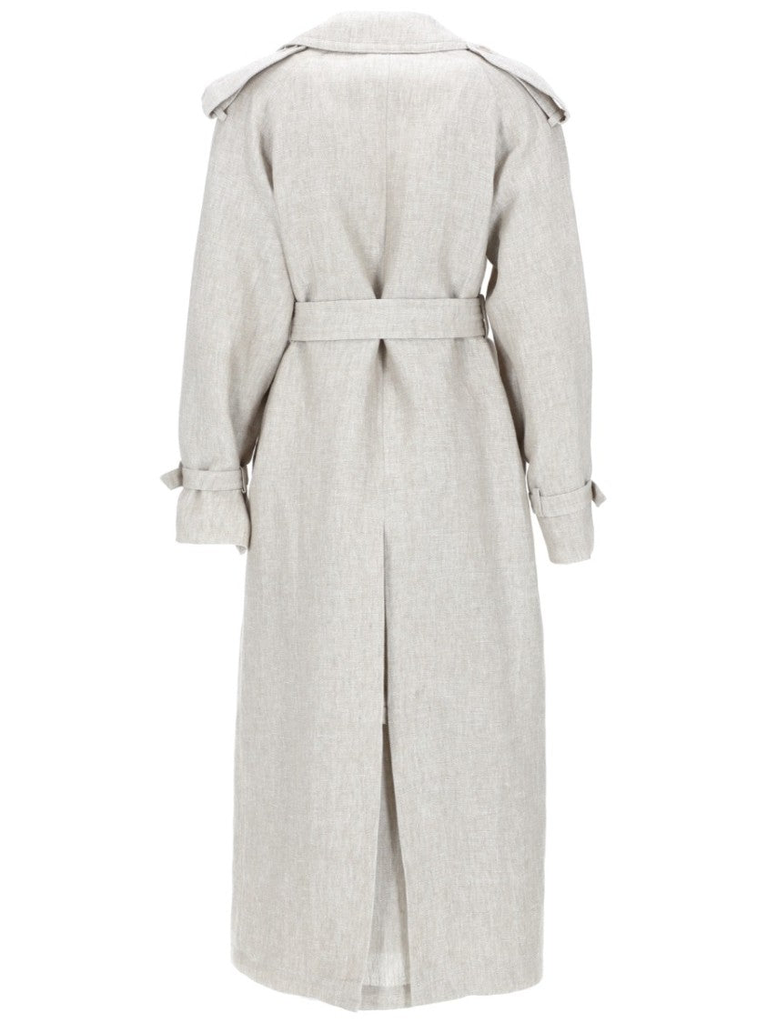 Max Mara Double-Breasted Belted Linen Trench Coat