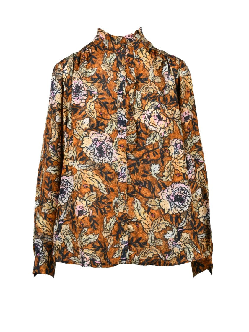 Raga Multicolor Vibrant Floral Print Silk Puff Sleeve Shirt