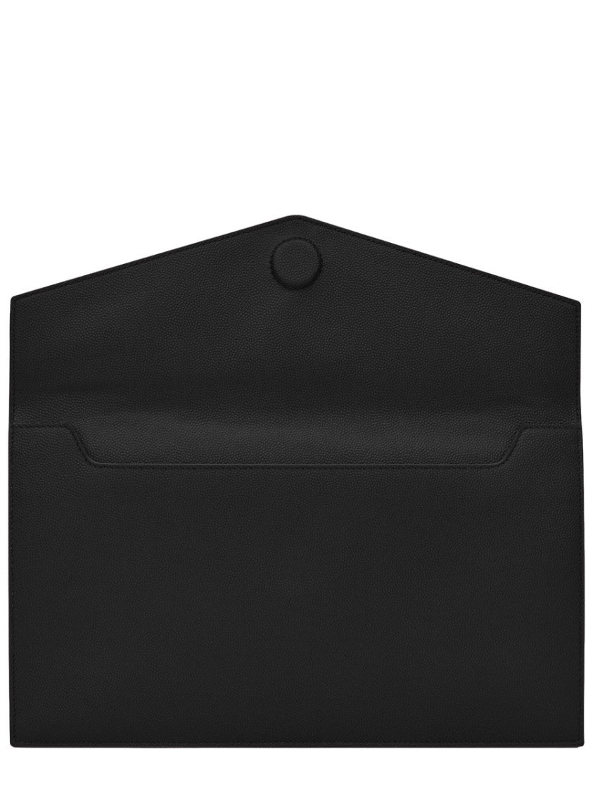 Saint Laurent Medium Envelope Pouch With Magnetic Closure And Logo Emblem
