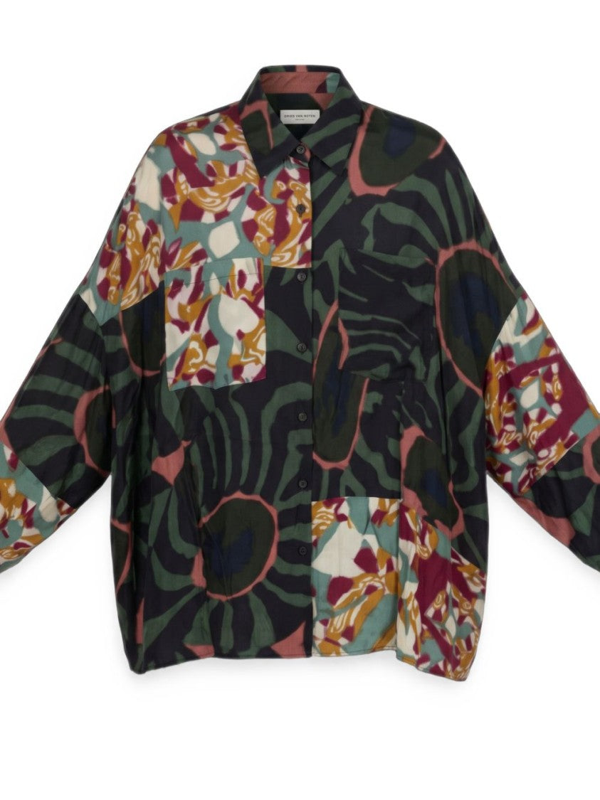 Dries Van Noten Loose-Fit Patchwork Casual Shirt