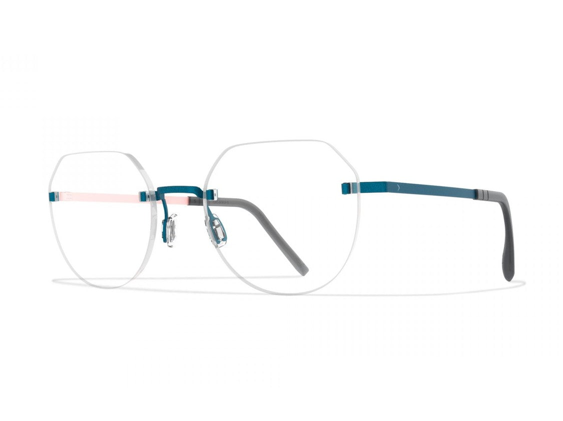 Blackfin Teal Bf941 Titanium Rimless Round Sunglasses