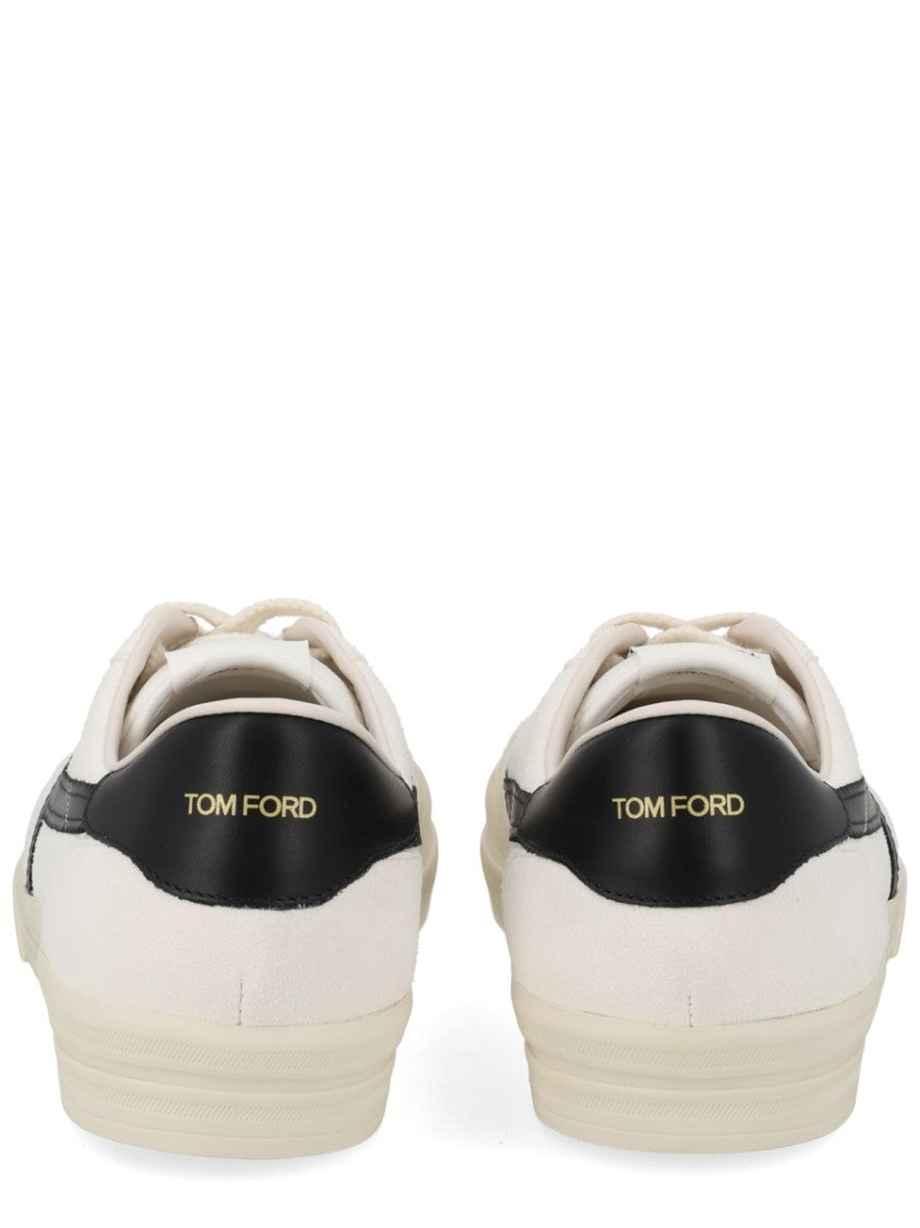 Tom Ford Off-White Jarvis Zigzag Stripe Leather Sneakers