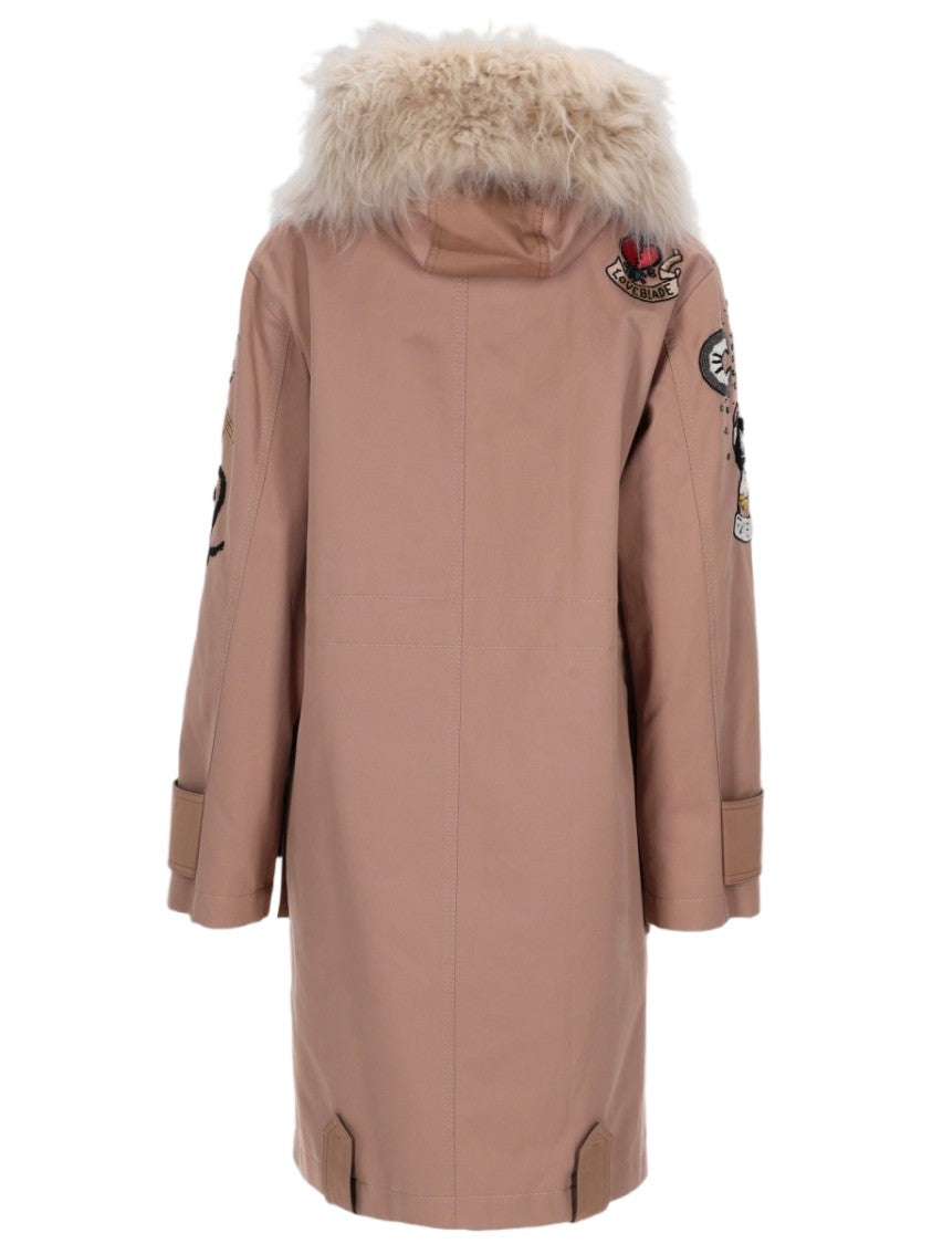 Valentino Mid-Length Caban Coat With Plush Fur Collar