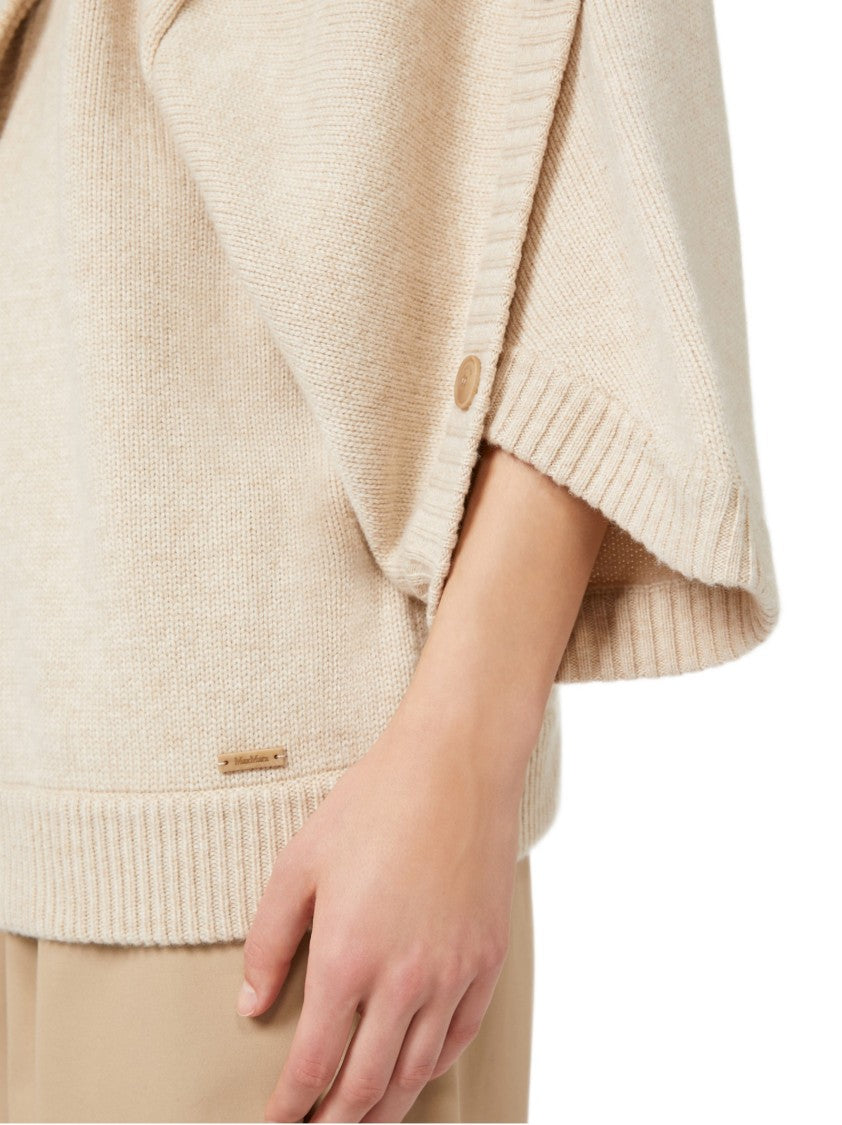 Max Mara Oversized Knit Cardigan With Hood And Horn Details