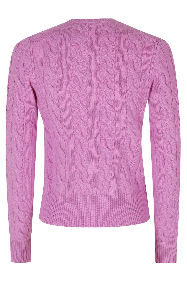 Polo Ralph Lauren Pink Cable Knit Wool-Blend Cardigan