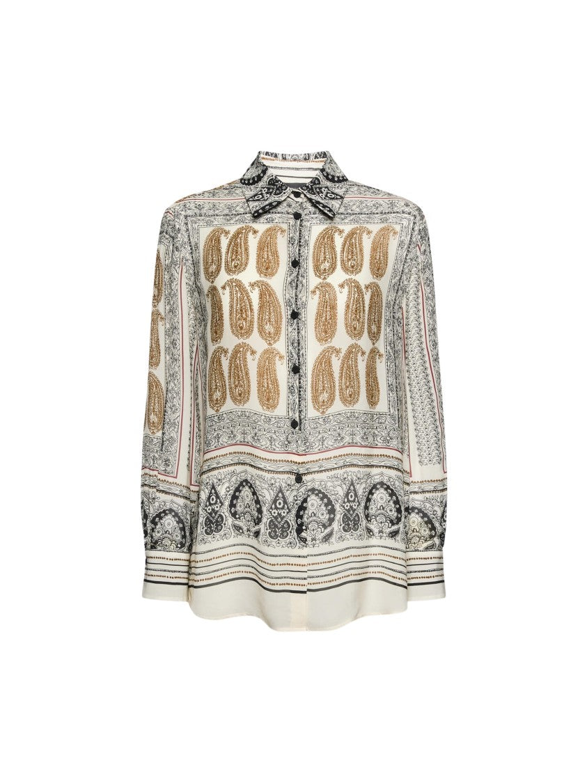 Elena Miro` Paisley Print Viscose Twill Shirt
