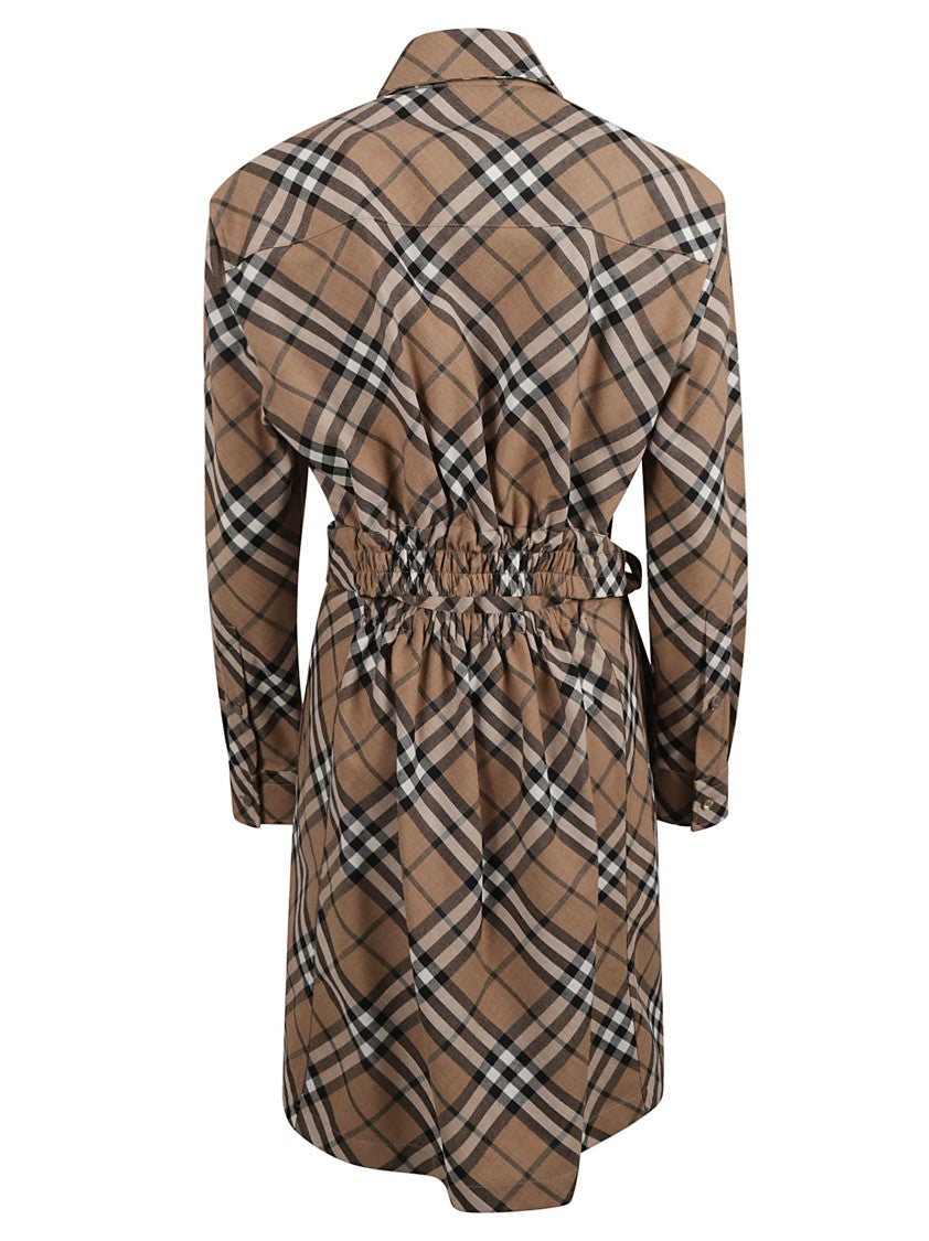 Burberry Structured Collar Plaid Dress