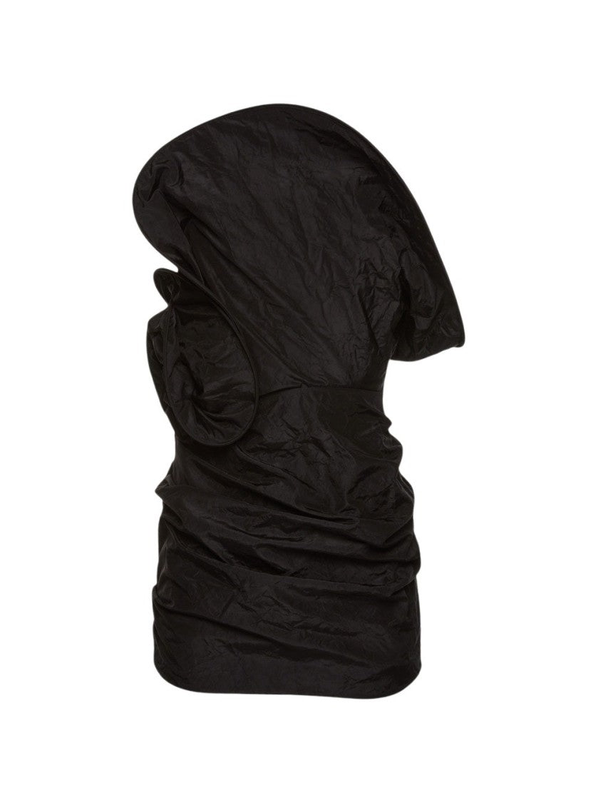 Magda Butrym Sculptural Rose Mini Dress Black