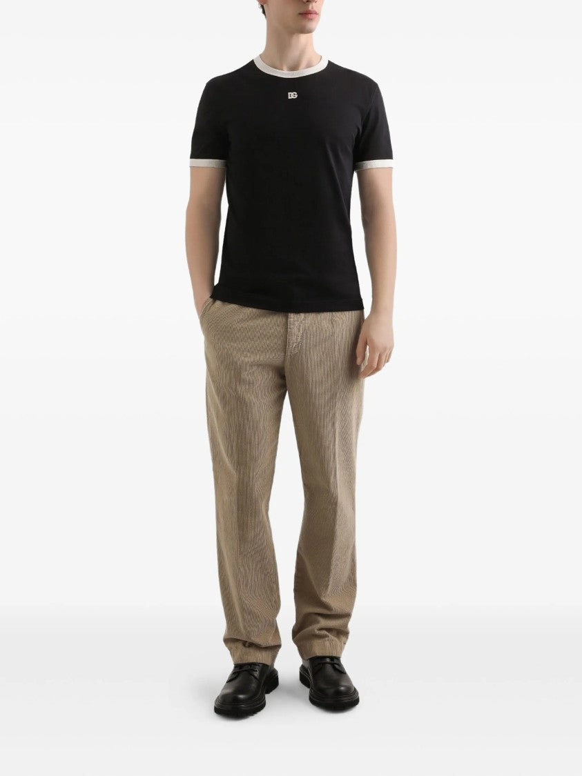 Dolce & Gabbana Relaxed Fit Straight Leg Ribbed Trousers
