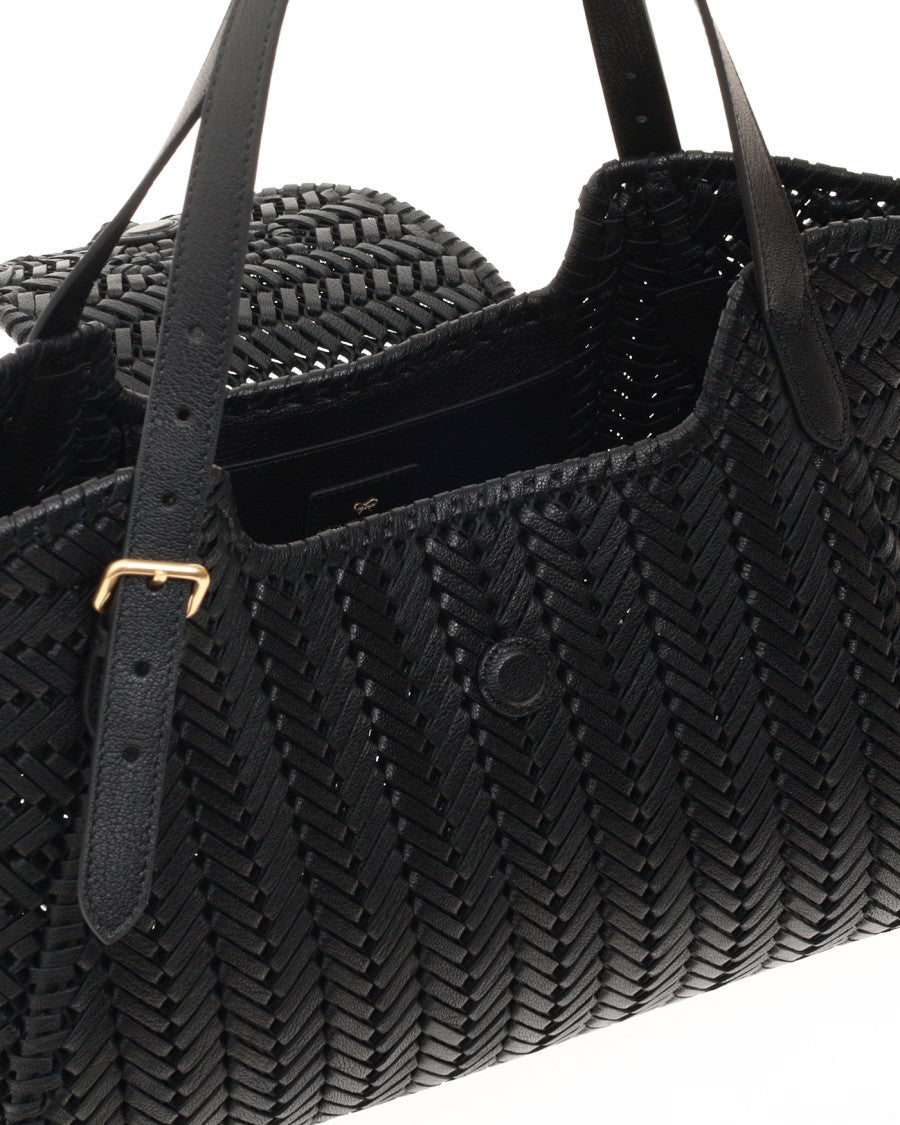 Anya Hindmarch Black Shiny Capra Leather Neeson Tassel Tote