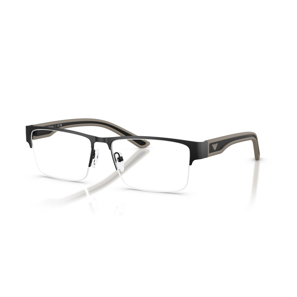 Emporio Armani 0Ea1182 Semi-Rimless Rectangular Eyeglasses With Black Frame