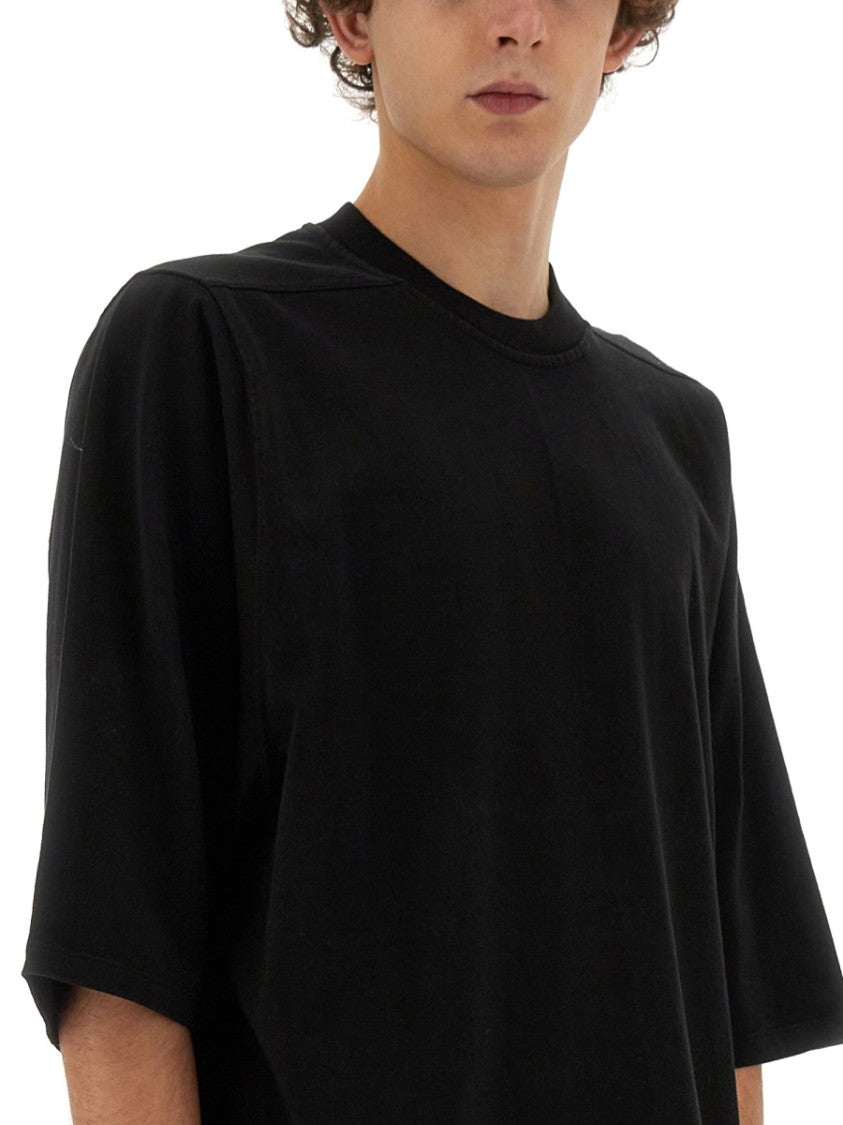 Drkshdw By Rick Owens Oversized Black Cotton T-Shirt With Relaxed Fit