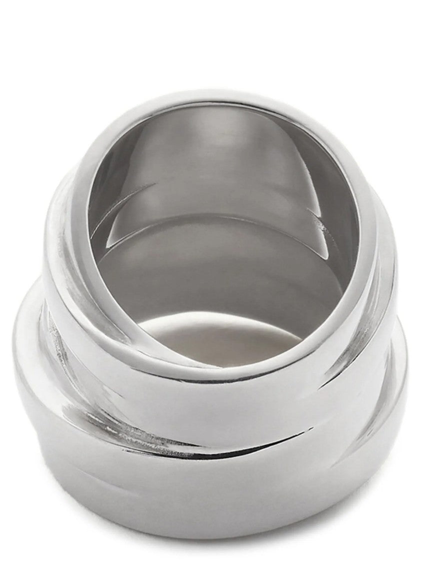 Mm6 By Maison Margiela Silver Logo Ring With Interlocking Circle Design