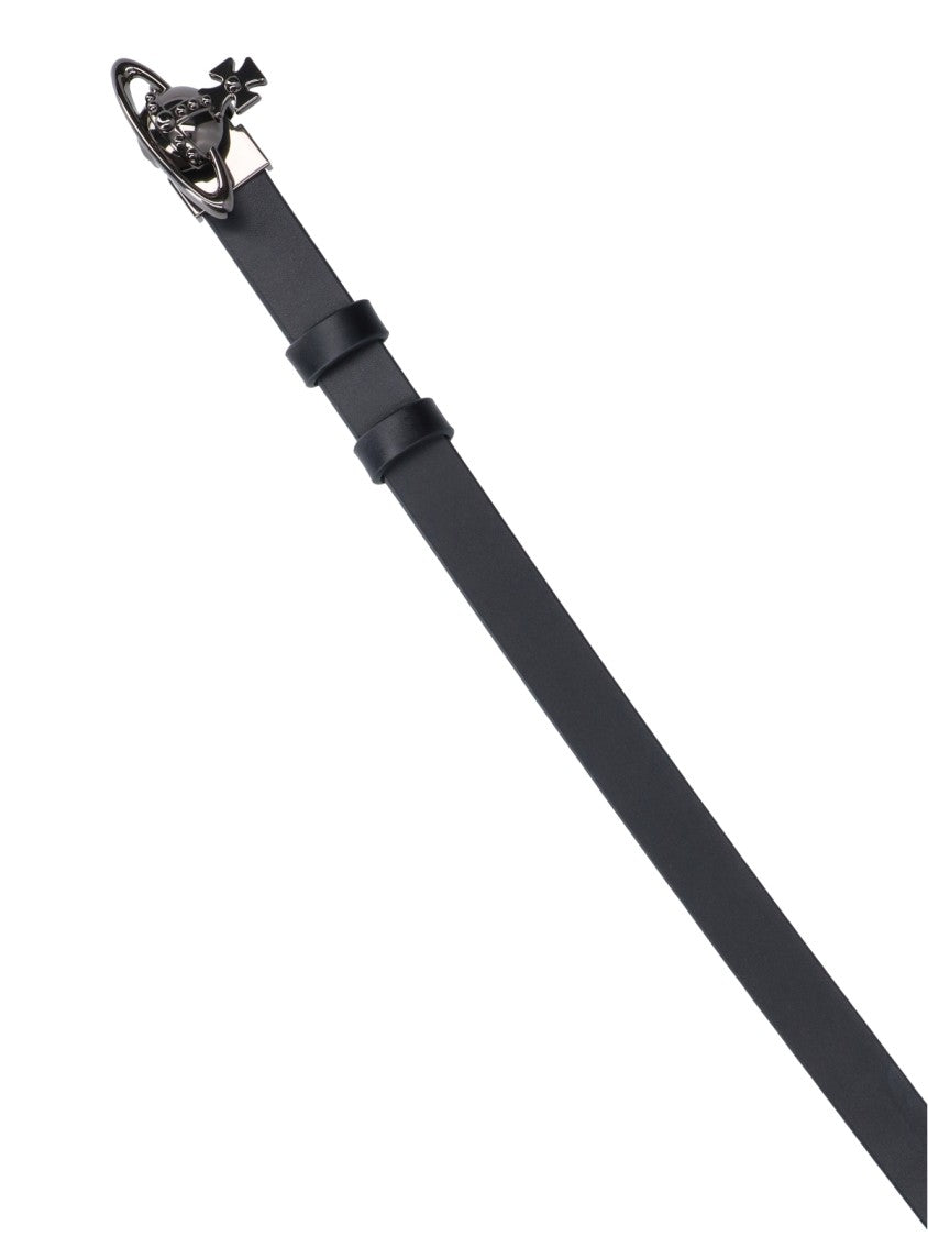 Vivienne Westwood Black Orb Calf Leather Adjustable Belt