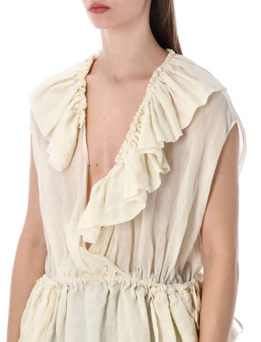 Dries Van Noten Cally Muslin Ruffled Top