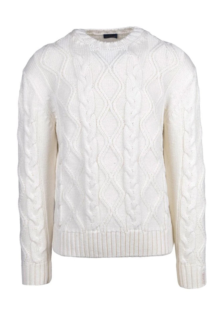 Paul & Shark Cable Knit Sweater Virgin Wool - White