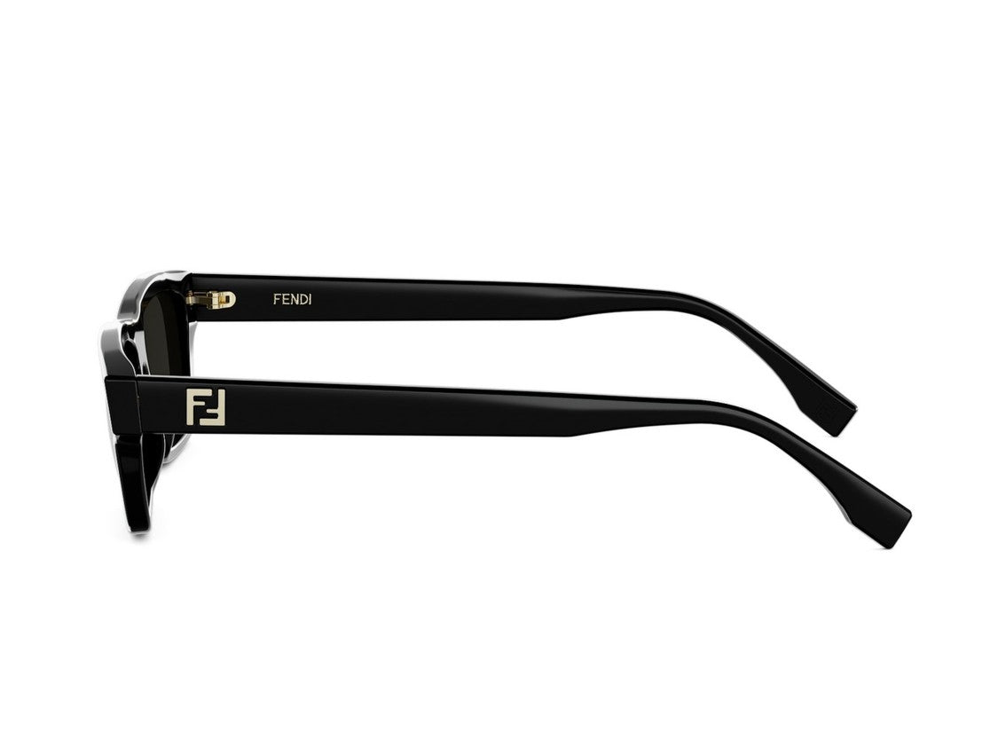 Fendi Black Fe40199i Bold Rectangular Acetate Sunglasses