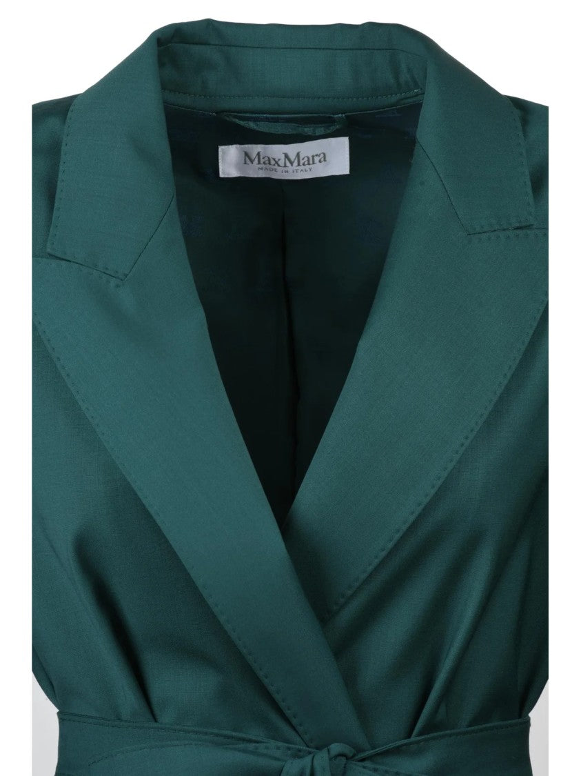 Max Mara Green Virgin Wool Belted Jacket