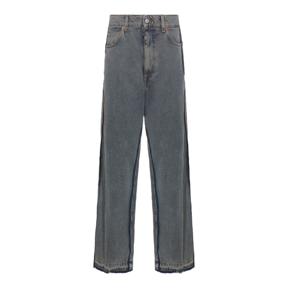 Mm6 By Maison Margiela High-Waisted Straight-Leg Jeans With Frayed Hem Detail