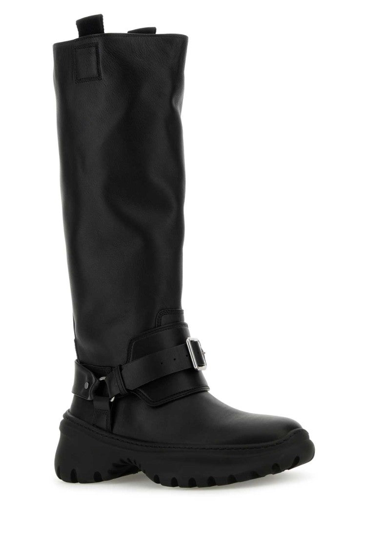 Burberry Black Leather Stomp Boots