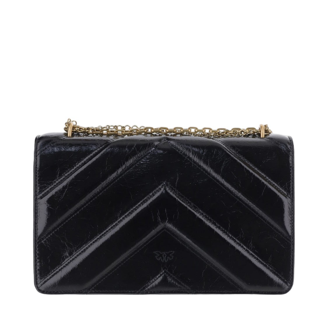 Pinko Black Chevron Quilted Leather Shoulder Bag